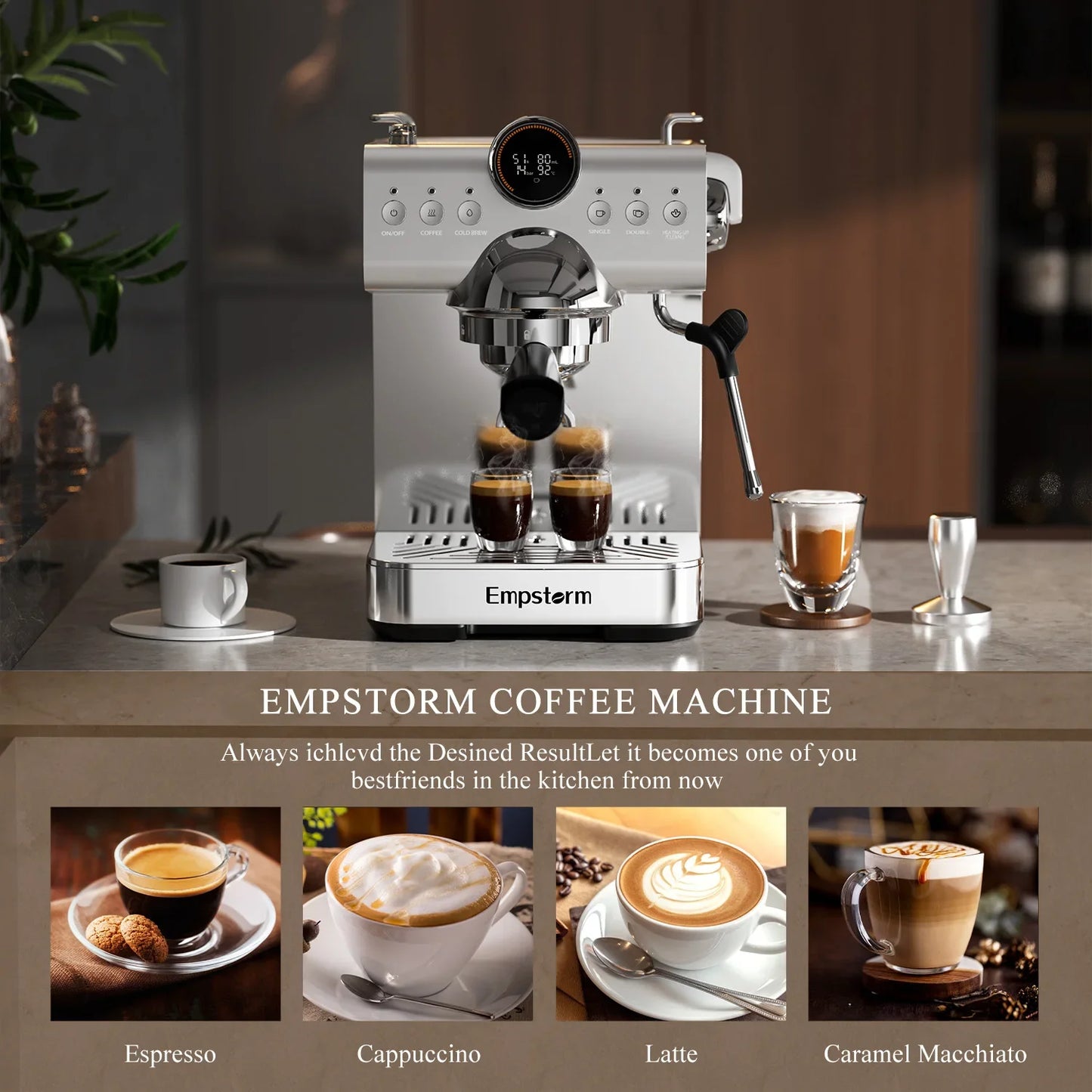 Máquina de Café Semi-Automática Empstorm CB1 - Café Frío y Espresso para Hogar